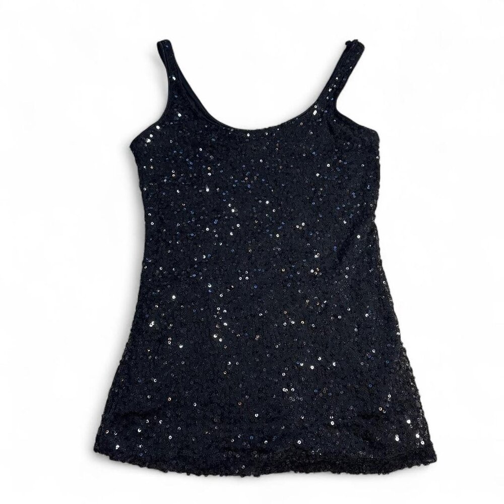 Vintage sequin black tank